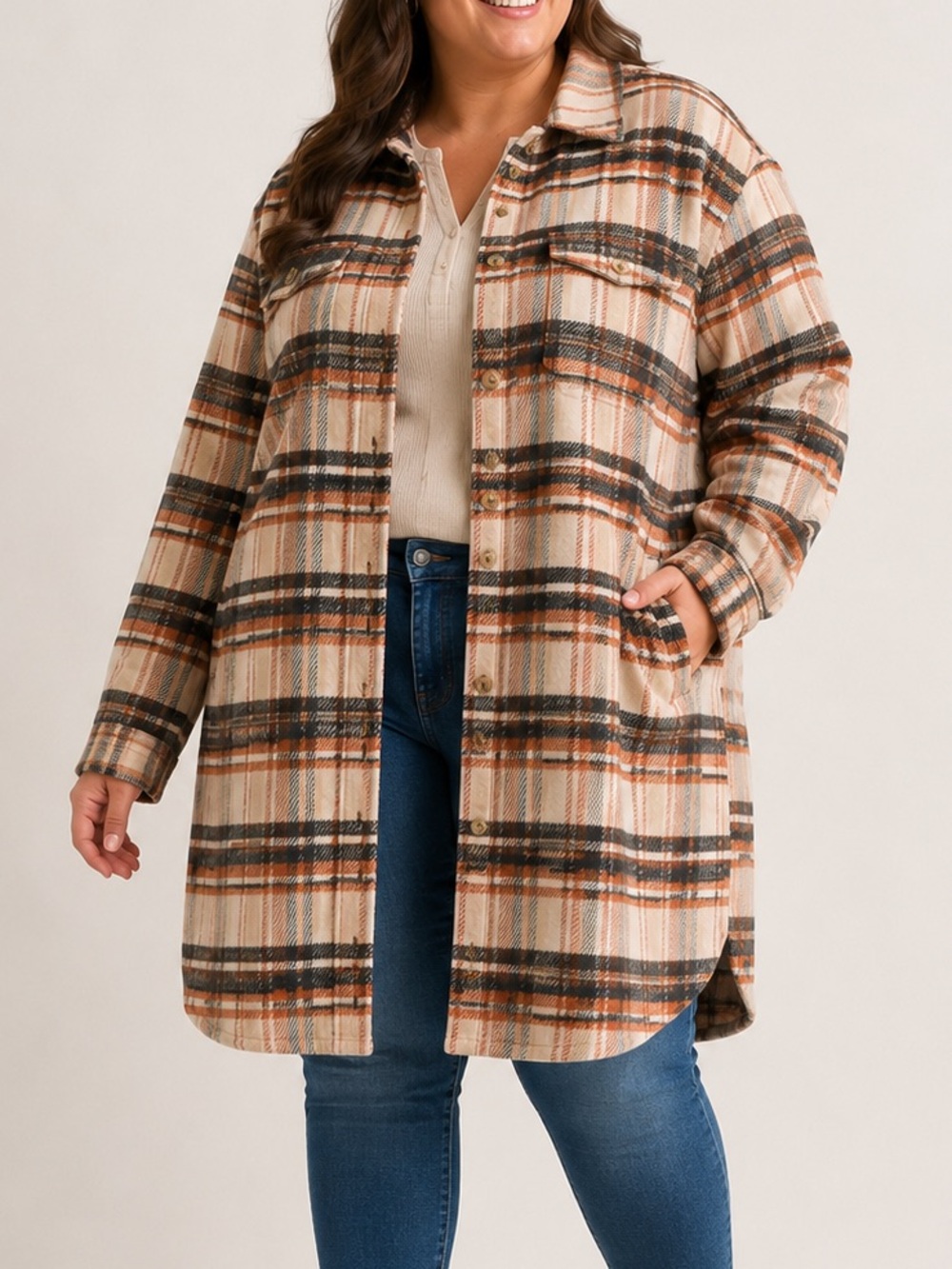 Universal Thread Plaid Quilt Lined‎ Shacket Coat 
Jacket XL